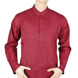 ชุดคุรตะผู้ชายแบบพื้นฐาน - สีแดงเลือดหมู - Product Image 3