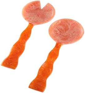Utensilios de Cocina de Resina Naranja de Moda, Cuchara y Tenedor con Mango Ondulado, Vajilla para Mezclar Alimentos, Herramientas para Servir en Catering - Product Image 1