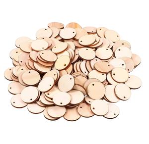 200 pièces pendentifs en cercle de bois vierges non finis disque rond cercle pièces rondes en bois (diamètre 1 pouce, ouverture 0.08 pouces) - Product Image 1