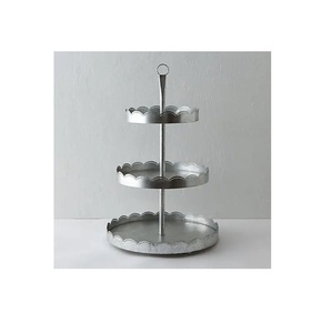 hot <b>sale</b> galvanized 3 tier cake stand metal tray platter <b>for</b> cake dessert <b>shrimp</b> appetizers cake stand galvanized oval shape - Product Image 2