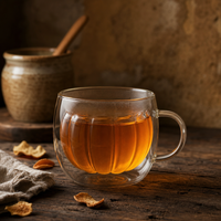 LAKOTTO Mug en verre à double paroi de 330 ml, corps intérieur coloré en forme de citrouille, avec poignée, verrerie en gros, verrerie à marque privée