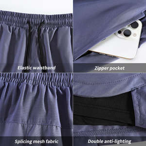 Custom Logo <b>Men</b> <b>Shorts</b> 2 in 1 <b>Zipper</b> <b>Pocket</b> Highly Elastic Gym Sport Running <b>Shorts</b> for <b>Men</b> - Product Image 5