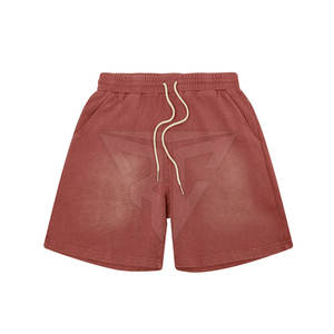 Pantalones cortos de invierno de cintura media con lavado ácido de algodón 100% de calidad Premium, ropa informal transpirable para hombres, patrón sólido - Product Image 1