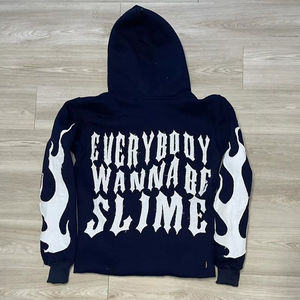 Autumn Cropped Boxy <b>Hoodie</b> for Men Embroidered Puff Printing Rhinestones Distressed Terry Fabric Screen Printed Animal Pattern - Product Image 2