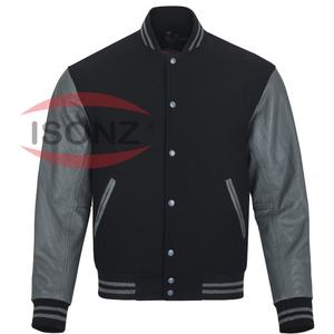 Chaqueta Universitaria de Béisbol para Hombre, Estilo Urbano, Invierno, con Bordado Chenille, Mangas de Cuero, 100% Lana Gruesa - Product Image 1