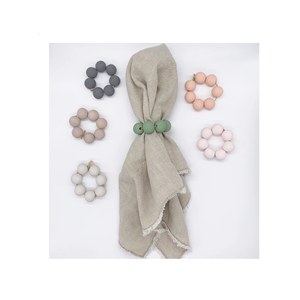Rond de serviette en perles de bois 3 pièces fête de mariage Boho ronds de serviette Table à manger accessoires gland chaud au meilleur prix - Product Image 4