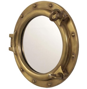 Miroir Hublot en Laiton Antique Art Déco Mural Design Or Métal Suspendu Décoratif - Product Image 1