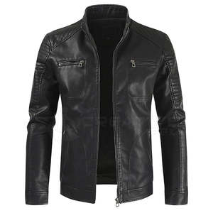 Chaqueta de Cuero de Alta Calidad para Hombre, Elegante, Ajustada, Transpirable, de Secado Rápido, con Cuello Alto, Estilo Vintage, para Invierno, Servicio OEM - Product Image 6