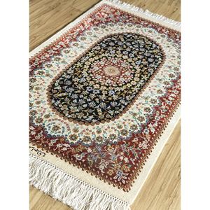 Gulmarg Classic Hand Knotted <b>Silk</b> Rugs <b>Red</b> & Orange Medallion Rectangle Design for Home Living Room or Bedroom Floor-PKPS-60 - Product Image 2
