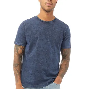 남성용 산성 세척 티셔츠 도매 스트리트웨어 통기성 경량 면 티셔츠 로고 사용자 정의 대형 셔츠 OEM