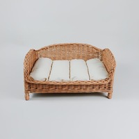 Canapé pour chien et chat en rotin artisanal, canapé pour animaux de compagnie en osier, meubles d'intérieur naturels avec coussin pour petits et moyens chiens en provenance du Vietnam