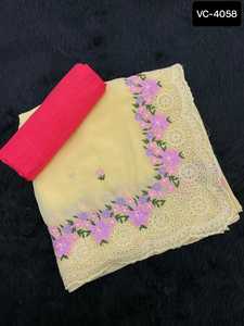 Las mujeres más hermosas usan colecciones y blusa de Sari de trabajo de bordado pesado hermoso estilo Bollywood pesado con precio bajo - Product Image 6