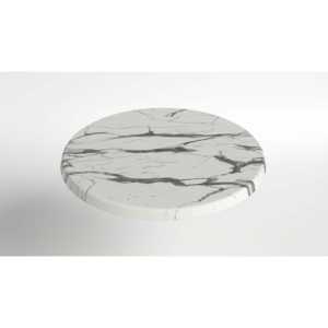 Table ronde de qualité commerciale, aspect marbre blanc, avec plateau renforcé en composite de pierre, pour usage intérieur et extérieur - Product Image 3