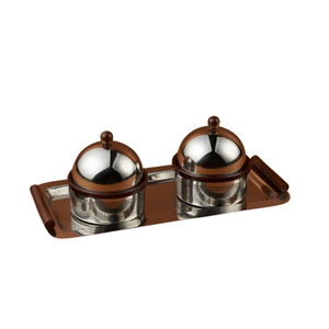 Bol de service fait main à trois dates avec plateau de service poli brillant métallique sûr pour la décoration de table à manger - Product Image 3