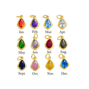 Emerald <b>Birthstone</b> <b>Charm</b> Gold Plated Teardrop Crystal Pendant for Necklace Handmade <b>Charm</b> Pendant & <b>Bracelet</b> Jewelry Making - Product Image 5