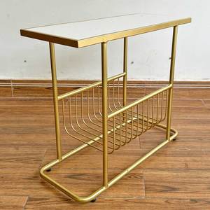 Minimalist SST017 Living Room Furniture Durable Iron Metal Frame <b>Side</b> <b>Table</b> with Classic Stone Top <b>Storage</b> Modern Design - Product Image 6