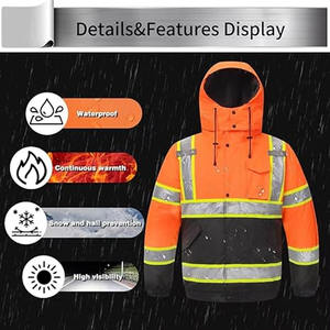 Veste softshell pour hommes haute visibilité personnalisée en gros Veste de sécurité résistante à l'eau pour vêtements de travail Veste pour vêtements de travail - Product Image 5
