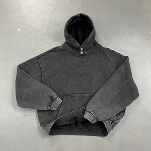 Venta al por mayor personalizado impreso francés Terry Sudadera con capucha lavado ácido ajuste suelto temporada de otoño con capucha - Product Image 1