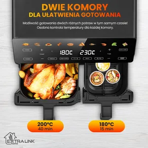 Freidora de Aire Extralink Home Air Fryer SJ-1000 PRO 10L EU (6.5L+3.5L) 2500W - Product Image 5