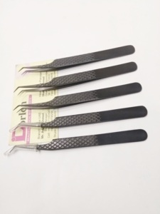 Pince à épiler professionnelle d'extension de faux cils plasma noir mat de haute qualité à 45 degrés testée à la main pince à cils diamantée - Product Image 2