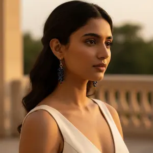 Boucles d'oreilles pendantes en argent 925 avec lapis-lazuli pour femmes - Product Image 1