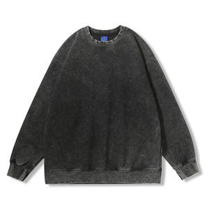 Sudadera de Forro Polar Grueso, Lisa, 100% Algodón, Cuello Redondo, Color Sólido, Lavado Ácido, Estilo Vintage, Invierno, Ecológica, Secado Rápido para Hombre - Product Image 2