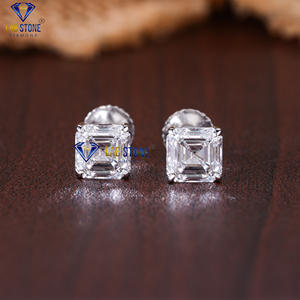 0,80 TDW Asscher Cut Diamond White Gold Earring by Labstone / Incomparable Diamond Beauty/Color DE LA EF-VS - Product Image 1