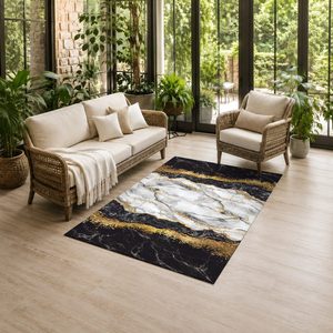 Tapis de salon en chenille gris argenté à motif design imprimé numériquement, lavable en machine, antidérapant - RUGS DEPOT LXDP-0486 (vente en gros) - Product Image 6