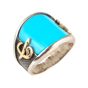 Anillo de Plata de Ley 925 para Hombre con Incrustaciones de Topacio Azul y Turquesa para Uso Diario - Product Image 5