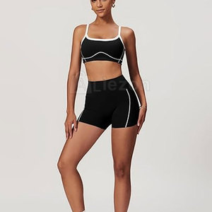 ชุดเสื้อและกางเกงขาสั้นเอวสูงสำหรับผู้หญิงชุดเล่นโยคะเสื้อและกางเกงขาสั้นระบายอากาศได้สำหรับฝึกซ้อม - Product Image 4