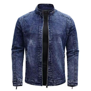 Chaqueta de Invierno de Mezclilla Desgastada de Alta Calidad, 100% Algodón, Corte Ajustado, Lavada, Impermeable, Cortavientos, Informal para Exteriores - Product Image 1