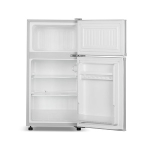 Réfrigérateur compact neuf en acier inoxydable avec congélateur supérieur, alimentation électrique/CA, garantie de 3 ans, design de porte argenté - Product Image 2
