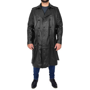 Quantité minimale de commande bas fabriqué en usine manteau en cuir surdimensionné pour hommes 100% haut de haute qualité couleur unie hommes vêtements d'hiver Long manteau - Product Image 5