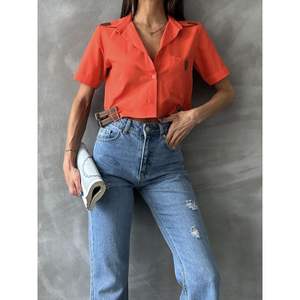 Chemisiers et chemises pour femmes Topshow avec détail ceinture orange - Chemises en gros - Product Image 2