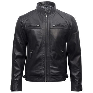 Chaqueta de Cuero Genuino Duradera para Hombre con Cuello Alto y Logotipo Frontal Personalizable, Precio al por Mayor, Tela de Lona - Product Image 1