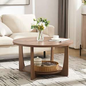 Table basse en bois antique pour salon, avec surface polie à la main et aspect classique - Product Image 1