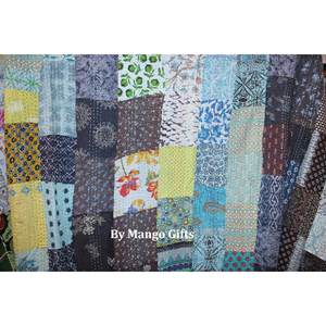 Wholesale Patchwork Vintage <b>Kantha</b> Quilt Bedspread Queen Size 100% Cotton Indian Bedcover Ralli <b>Throws</b> for Home Use - Product Image 4
