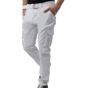 กางเกงคาร์โก้ผู้ชายกางเกงผ้าฝ้ายผสมเฮฟวี่เวทหลายกระเป๋าทรงหลวมใส่สบายชุดสตรีทแวร์หน้าเรียบ - Product Image 3