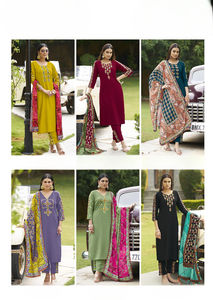 Conjunto de Kurta de 3 Piezas para Mujer, de Muselina Suave Premium, con Estampado Digital, de Secado Rápido, Corte Regular, con Detalles de Hilo Hechos a Mano, para Todas las Temporadas, Estilo Indio - Product Image 5