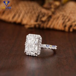 3,91 TDW Radiant & Round Cut Diamond White Gold Ring de Labstone Moonshine Sparkling Ring Anillo atemporal del glamour del color de la EF-VS F - Product Image 2