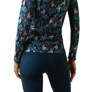 Chemises d'équitation pour femmes, neuves, bleues, imprimées, respirantes, de luxe, style western, anti-UV, avec fermeture éclair. - Product Image 6