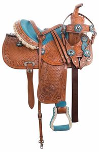 Western Barrel Racing Pleasure Trail Asiento profundo Asiento de caballo de cuero Premium con caballete a juego, coraza, riendas. - Product Image 4