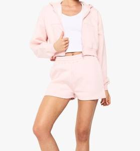 Sweat à capuche zippé court en polaire pour femme, collection hiver 2025, qualité supérieure, manches longues, en coton écologique, idéal pour l'extérieur - Product Image 2