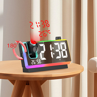 Horloges-réveils numériques à projection LED intelligentes avec logo personnalisé en plastique OEM, technologie LUMINOVA moderne, lumière nocturne RVB, CE RoHS