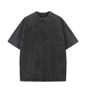 เสื้อยืดผ้าฝ้าย100% สุดหรูสำหรับผู้ชายเสื้อยืดสไตล์วินเทจที่ใส่แล้วซีดจางโลโก้โอเวอร์ไซส์ผ้าถักแบบกำหนดเอง - Product Image 3