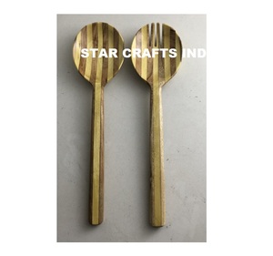 Gadgets de cuisine au look simple de qualité supérieure, ensemble de couverts en bois personnalisés, design unique, couverts en bois de manguier émaillé, service à salade ou cuillère - Product Image 2