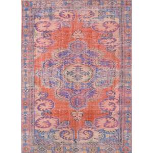 Alfombra de Lana Anudada a Mano de Gran Tamaño, Diseño de Medallón Rojo y Naranja, para Sala de Estar, Pasillo Rectangular, Modelo Pae-2681 - Product Image 1