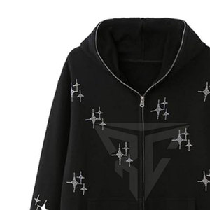 Etiqueta privada para el invierno Estilo diferente El mejor material Sudaderas con capucha de diamantes de imitación para hombres Logotipo personalizado Tela suave - Product Image 4