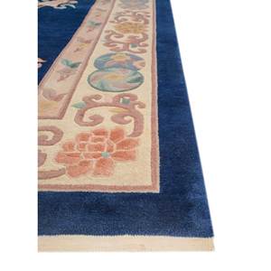 Alfombra de Lana Anudada a Mano Pechino Azul Paem-1503 con Patrón Floral, Alfombra Rectangular para Sala de Estar, Pasillo, Entrada - Product Image 4