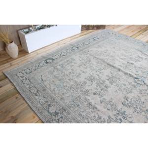 Alfombra Vintage de 10x16.8 pies, Alfombra Turca Extra Grande, Alfombra Azul con Diseño Floral - Product Image 5